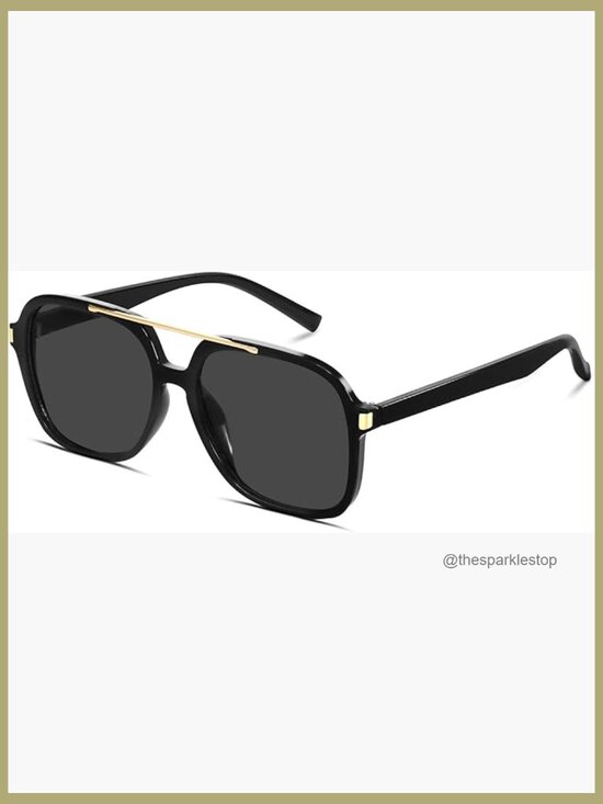 Retro Aviator Sunglasses with Metal Top Bar, Lightweight Plastic Frame main image 7